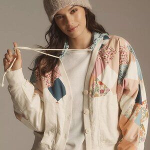 NWT Daily Practice by Anthropologie Ivory Patch Design Main Event Jacket XXS